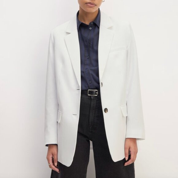 NEW Everlane The Oversized Blazer in Buttersmooth Womens 10 White - Picture 1 of 14